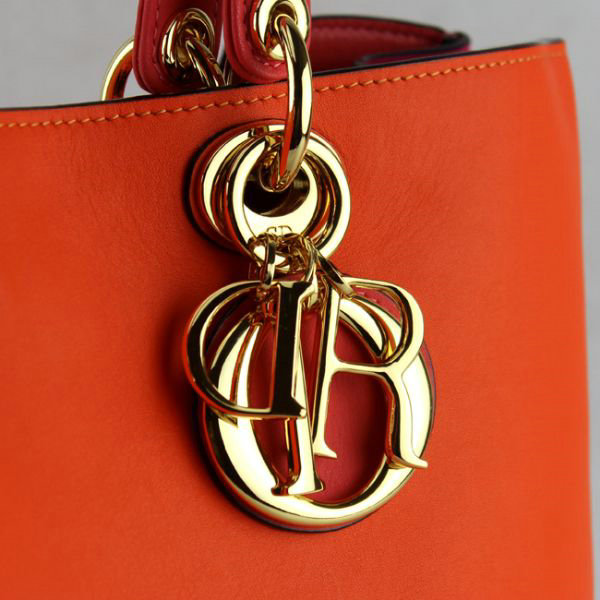 Christian Dior diorissimo original calfskin leather bag 44373 orange & peach & red - Click Image to Close